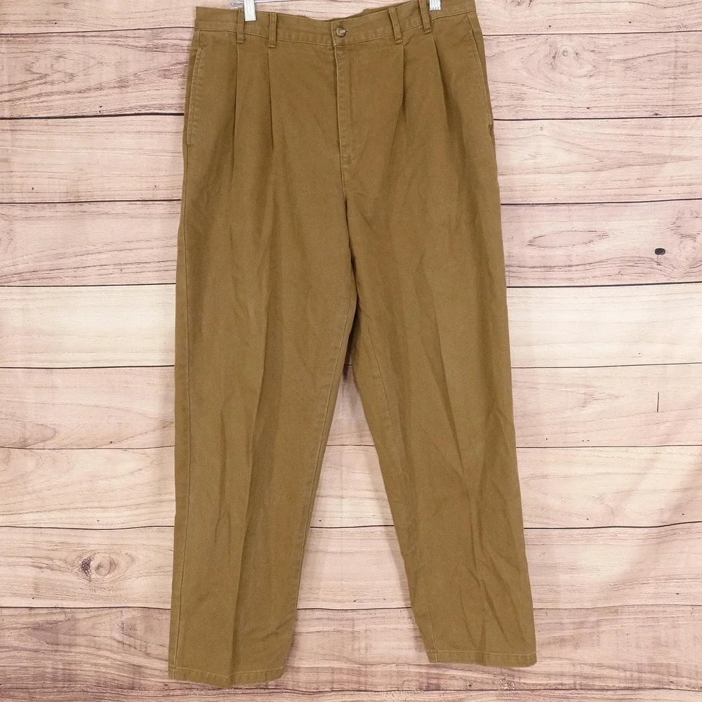 Vintage Banana Republic Safari Khakis Pants Mens 34x30 Beige Relaxed Fit Pleated